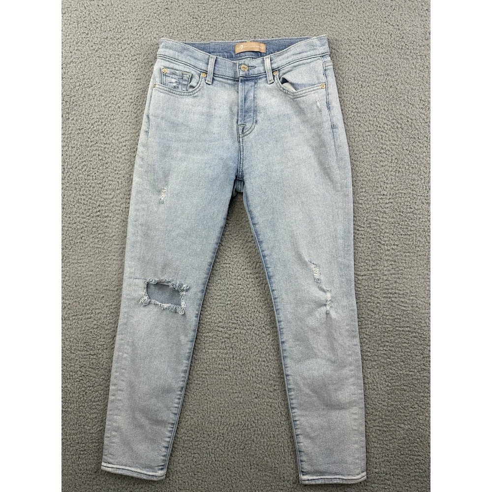 7 For All Mankind Josefina Luxe Vintage Jeans Womens 25 Distressed Button Fly